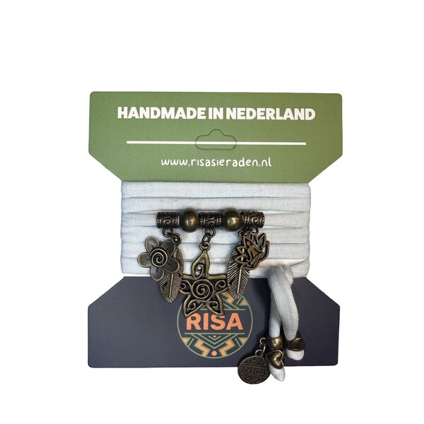 Risa Wikkelarmband Flower baby blauw - Brons | Risa