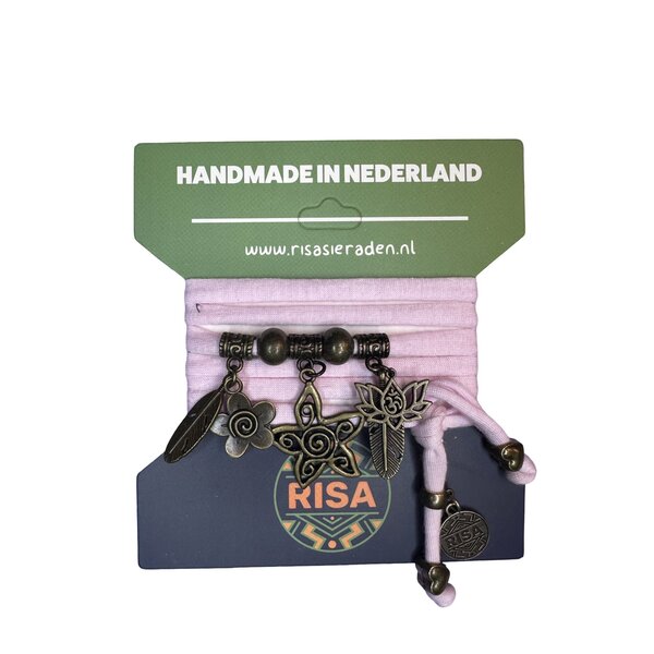 Risa Wikkelarmband Flower licht roze - Brons | Risa