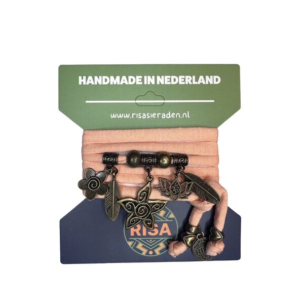 Risa Wikkelarmband Flower zalm roze - Brons | Risa