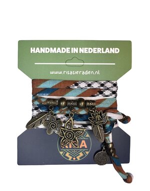 Risa Flower wit-zwart-bruin-turquoise - Brons