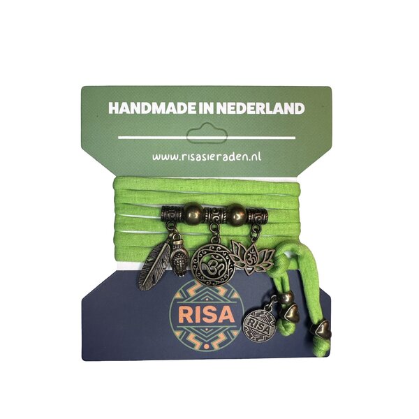 Risa Wikkelarmband Ohm appelgroen - Brons | Risa