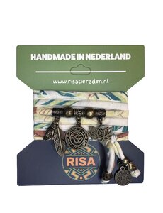 Risa Ohm bloemprint blauw-bruin-wit - Brons