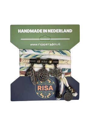 Risa Ohm bloemprint blauw-bruin-wit - Brons