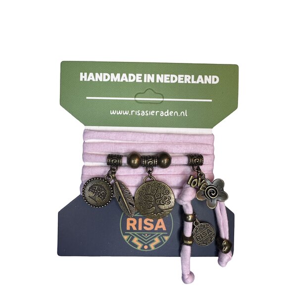 Risa Wikkelarmband Levensboom licht roze - brons | Risa