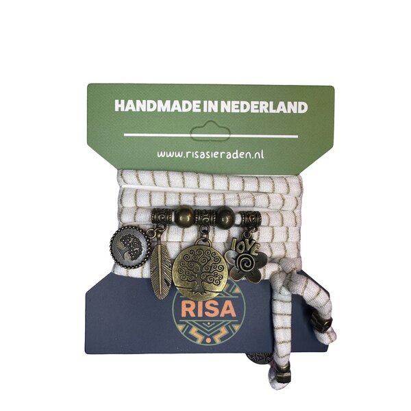 Risa Wikkelarmband Levensboom wit-goud - brons | Risa