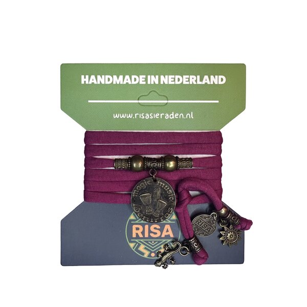Risa Wikkelarmband Ibiza Benirras bordeaux - Brons | Risa