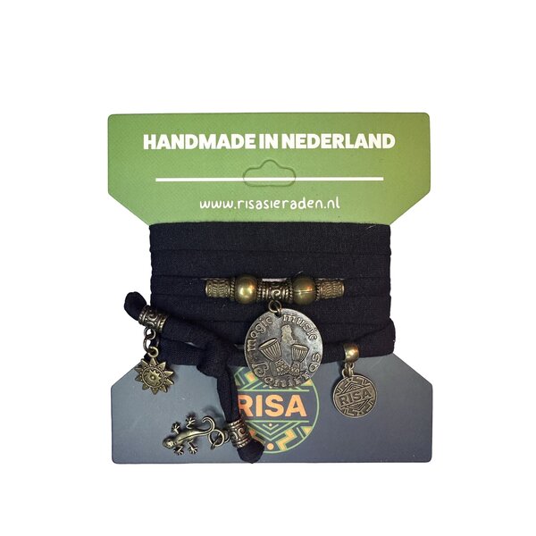Risa Wikkelarmband Ibiza Benirras zwart - Brons | Risa