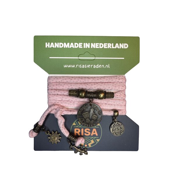 Risa Wikkelarmband Ibiza Benirras roze-glitter - Brons | Risa