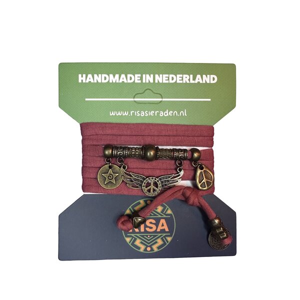 Risa Wikkelarmband Peace Wings camo army - brons | Risa