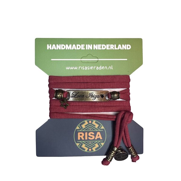 Risa Wikkelarmband Love Ibiza rood-bruin - brons | Risa