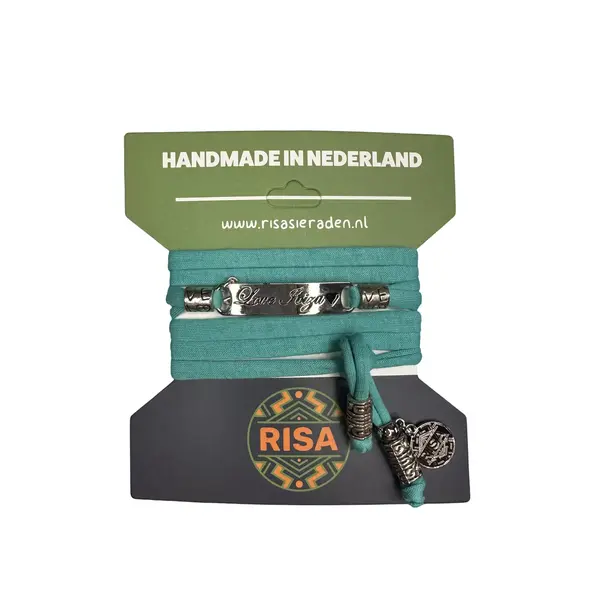 Risa Wikkelarmband Love Ibiza turqoise - zilver | Risa