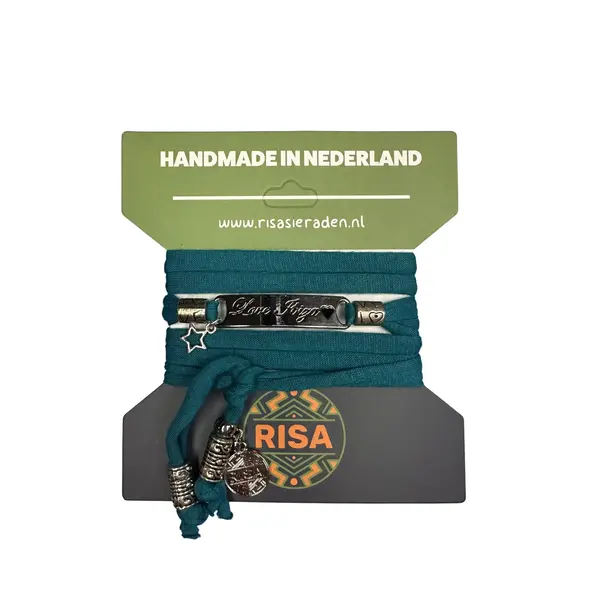 Risa Wikkelarmband Love Ibiza zeegroen - zilver | Risa