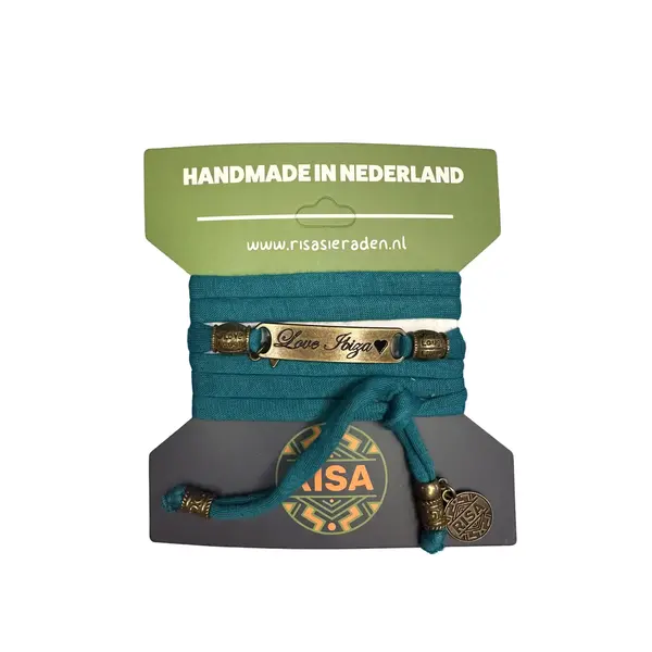 Risa Wikkelarmband Love Ibiza zeegroen - brons | Risa