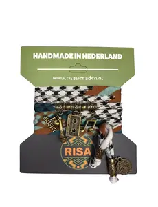 Risa Love music retro wit-zwart-bruin-turqouise - Brons