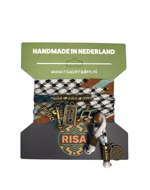 Risa Love music retro wit-zwart-bruin-turqouise - Brons