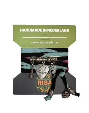 Risa Love music Zwart-Roze-Turquoise - Zilver
