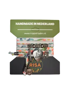 Risa Love music wit met multicolor print - zilver