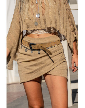 MOOST Wanted Korte Gebreide Rok Milou - Bruin