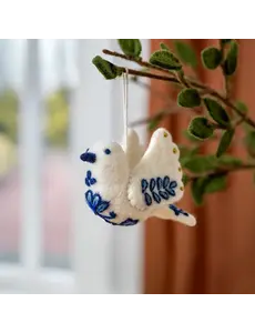 Sjaal met Verhaal Hanger Vredesduif Delfs Blauw