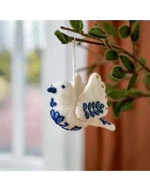 Sjaal met Verhaal Hanger Vredesduif Delfs Blauw