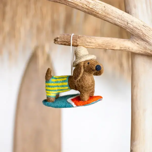 Sjaal met Verhaal Hanger Teckel Summer days streep | Sjaal met Verhaal