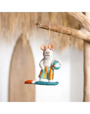 Sjaal met Verhaal Hanger Muis Surfboy Turquoise