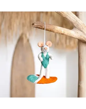 Sjaal met Verhaal Hanger Muis Surfgirl Turquoise