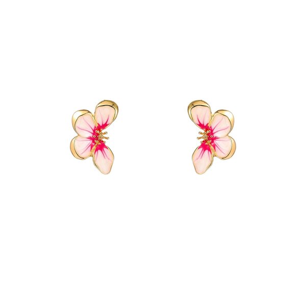 Day & Eve Oorbellen Half Flower Stud Fuchsia | Day & Eve