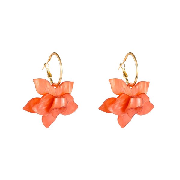 Day & Eve Oorbellen Big Big Flower Summer Coral