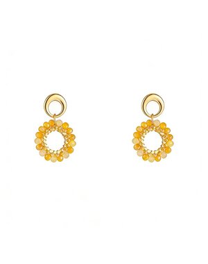 Day & Eve Oorbellen 2 Rounds Stud - Butter Yellow