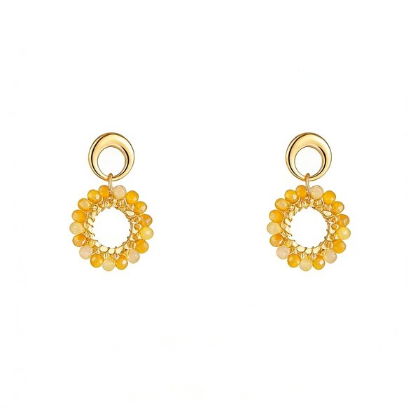 Day & Eve Oorbellen 2 Rounds Stud - Butter Yellow | Day & Eve