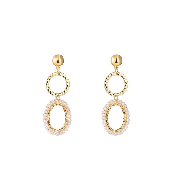 Day & Eve Oorbellen Oval Double Dangle - Icy White | Day & Eve