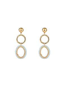 Day & Eve Oorbellen Oval Double Dangle - Sky Blue