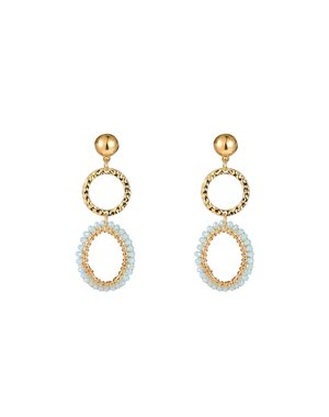 Day & Eve Oorbellen Oval Double Dangle - Sky Blue