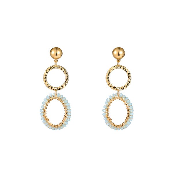 Day & Eve Oorbellen Oval Double Dangle - Sky Blue | Day & Eve