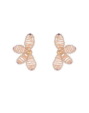 Day & Eve Oorbellen Half Flower Stud white - Porcelain