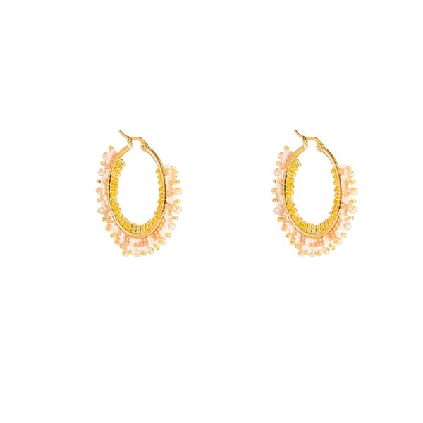 Day & Eve Oorbellen Lace Beads - White Mocca | Day & Eve