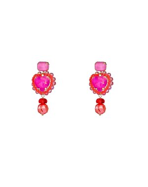 Day & Eve Oorbellen Heart Stone Earring - Orange Plum