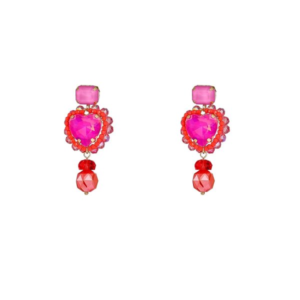 Day & Eve Oorbellen Heart Stone Earring - Orange Plum | Day & Eve