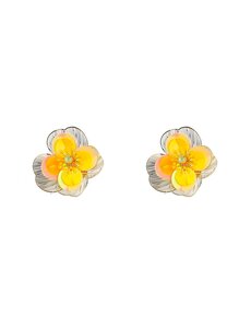 Day & Eve Oorbellen Big Shiny Flower Stud - Butter Yellow