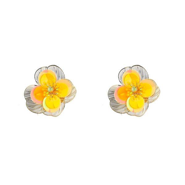 Day & Eve Oorbellen Big Shiny Flower Stud - Butter Yellow | Day & Eve