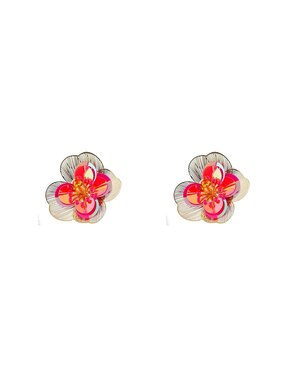 Day & Eve Oorbellen Big Shiny Flower Stud - Orange Plum