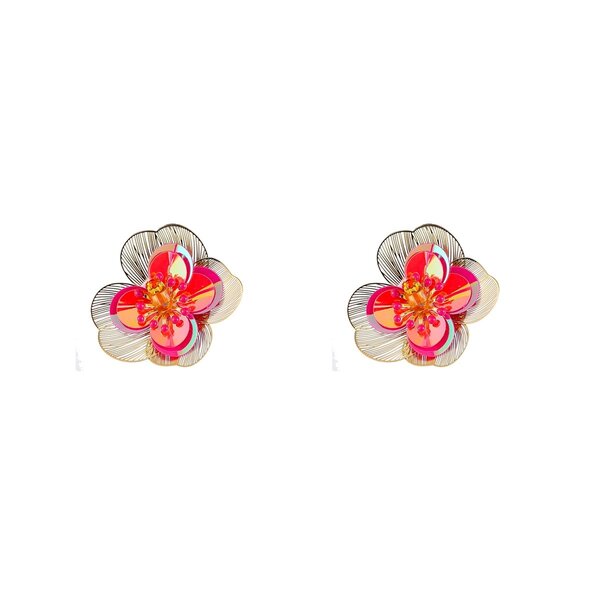 Day & Eve Oorbellen Big Shiny Flower Stud - Orange Plum | Day & Eve