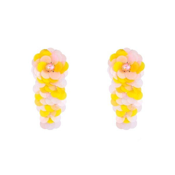 Day & Eve Oorbellen Sequin Flower Fountain - Honey Lemon | Day & Eve