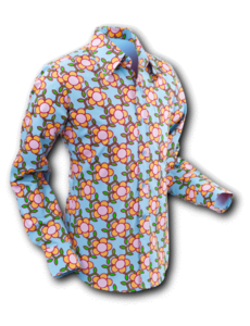 Chenaski Overhemd Flowergrid Blue