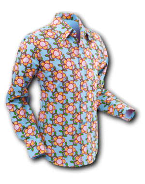 Chenaski Overhemd Flowergrid Blue