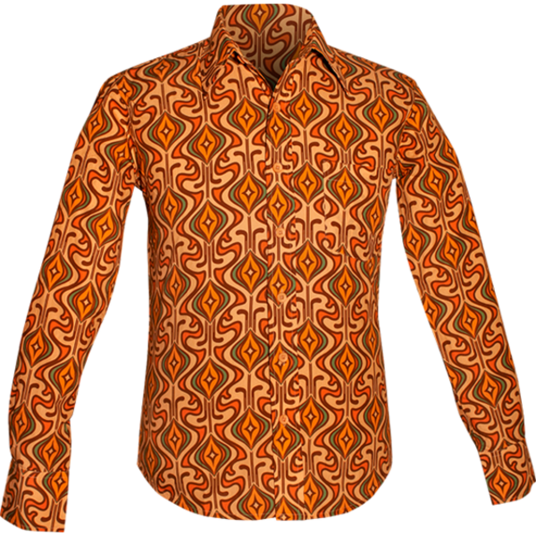 Chenaski Overhemd Onions creme, brown, orange, green, mustard | Chenaski