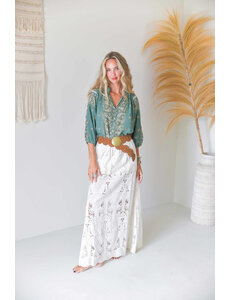 Jaase Lange Rok Ivory Palm Embroidered Woods