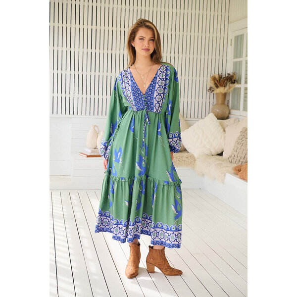Jaase Midi Jurk Blue Bird Willa | Jaase