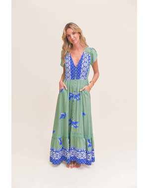 Jaase Lange Jurk Blue Bird Carmen